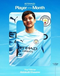 bob半岛体育官方网站-官方：乌兹别克斯坦后卫胡桑诺夫当选曼城3月最佳球员